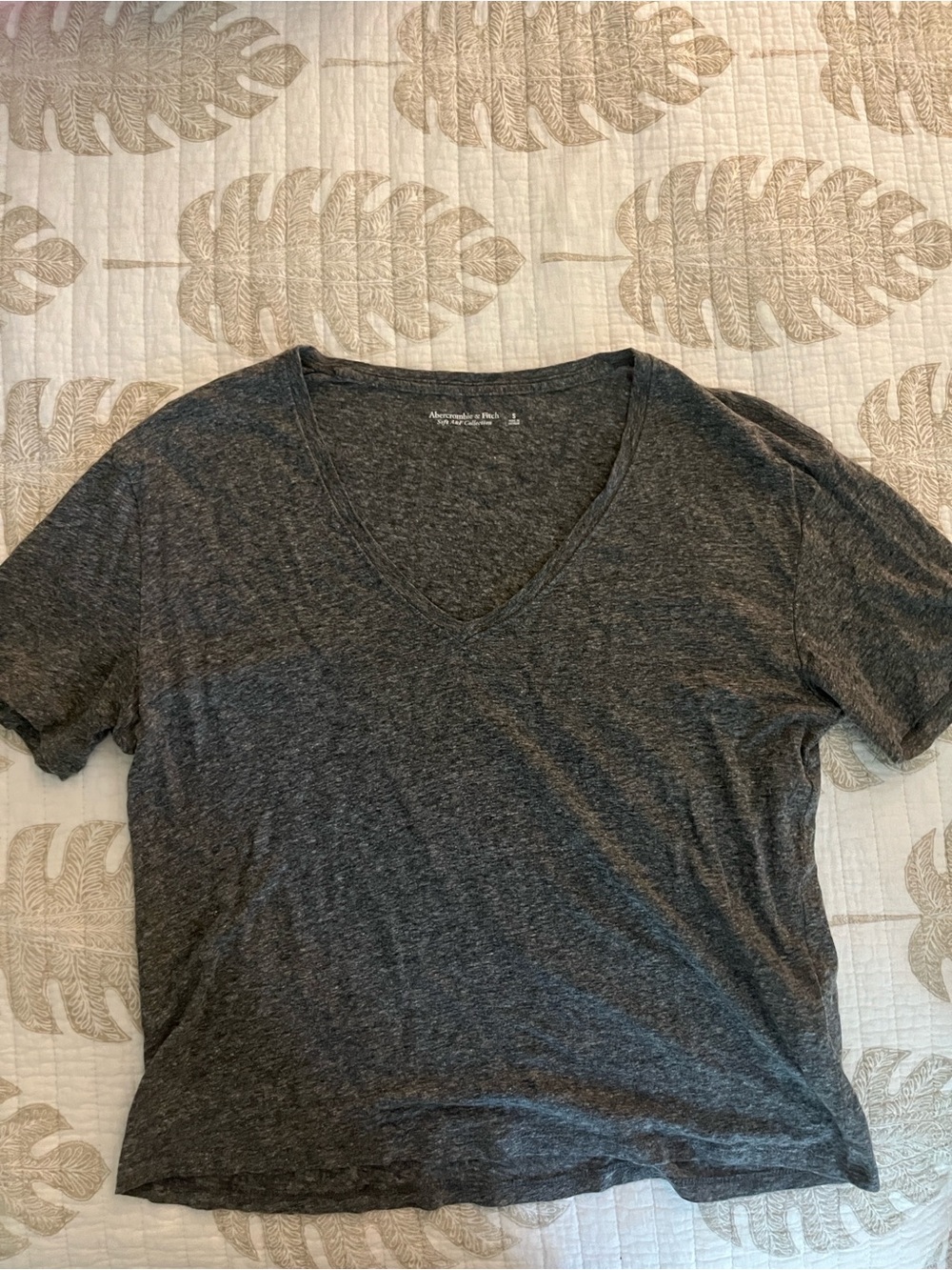 Abercrombie & Fitch Dark Heather Gray V-Neck Tee